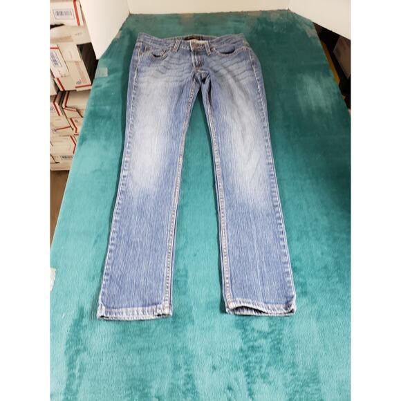 Levis 524 Jeans Size 7 Short Womens Blue Denim Pants Super Low Rise Straight - Picture 1 of 14